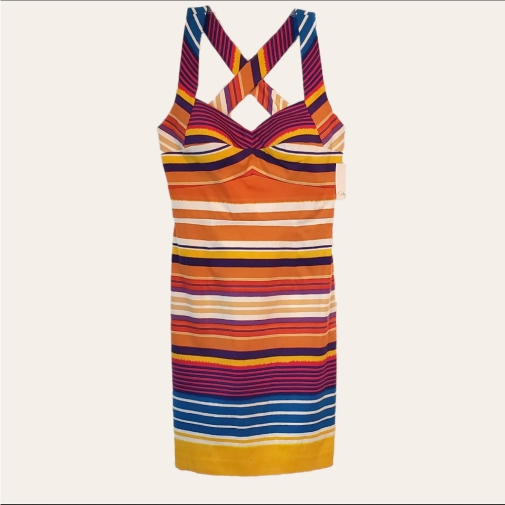 Calvin Klein Dress, Stripe Strappy Sheath, NWT